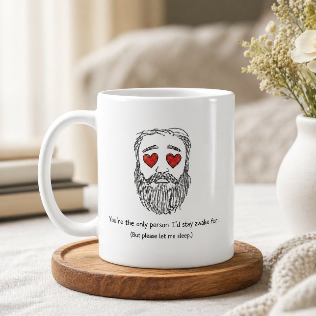 Mug drôle d'homme romantique barbu endormi amoureu (Créateur téléchargé)