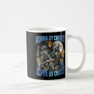 Mug Drôle d'humain par hasard Alpha par choix Loup Mat