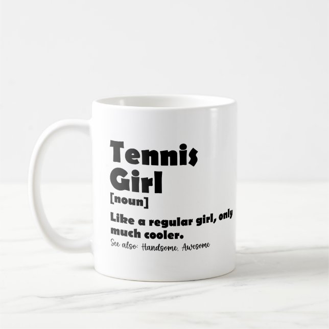 Mug Drôle Dictionnaire de fille de tennis définition (Gauche)