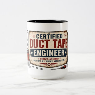 Mug drôle d'ingénieur en ruban adhésif certifié