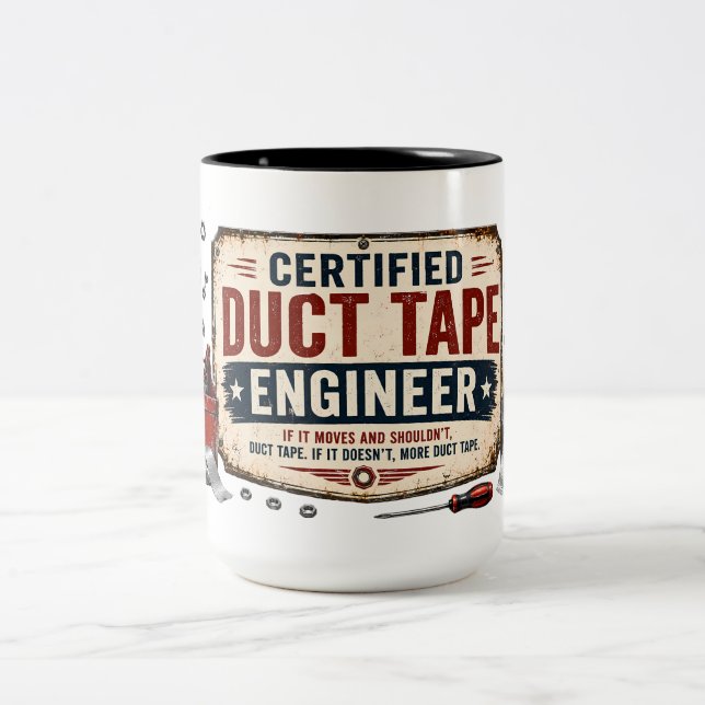 Mug drôle d'ingénieur en ruban adhésif certifié (Centre)