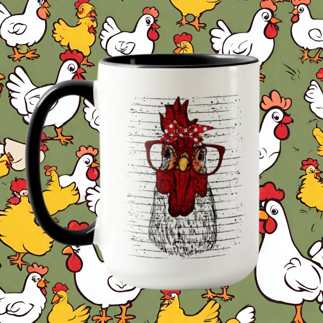 Mug drôle dingue poule dame ajouter du texte (Créateur téléchargé)