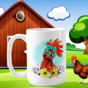 Mug drôle dingue poule dame ajouter du texte