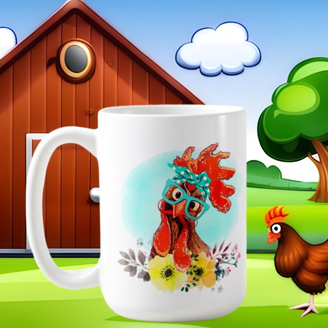 Mug drôle dingue poule dame ajouter du texte (Créateur téléchargé)