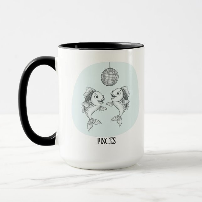 Mug Drôle Disco Poissons Poisson Zodiaque Vacances Ann (Gauche)