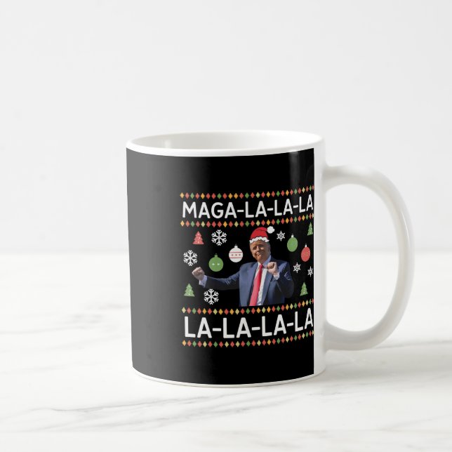 Mug Drôle Donald Trump, laide pull Noël. La La La (Droite)