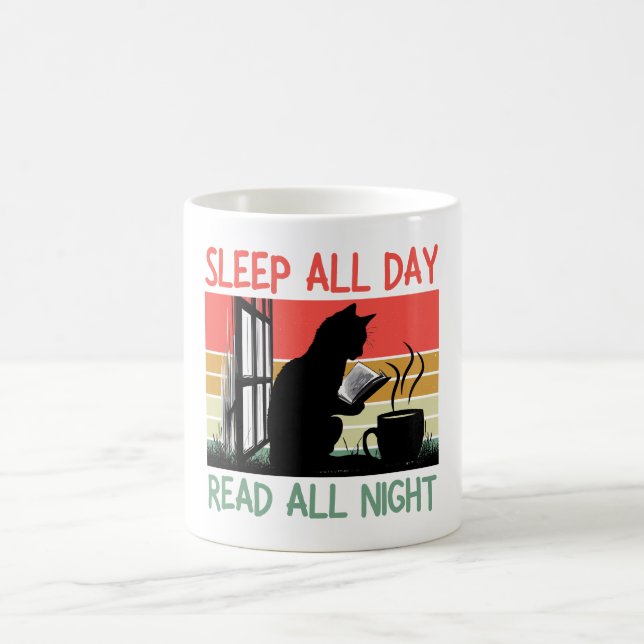 Mug Drôle Dormir toute la journée lire toute la nuit (Centre)