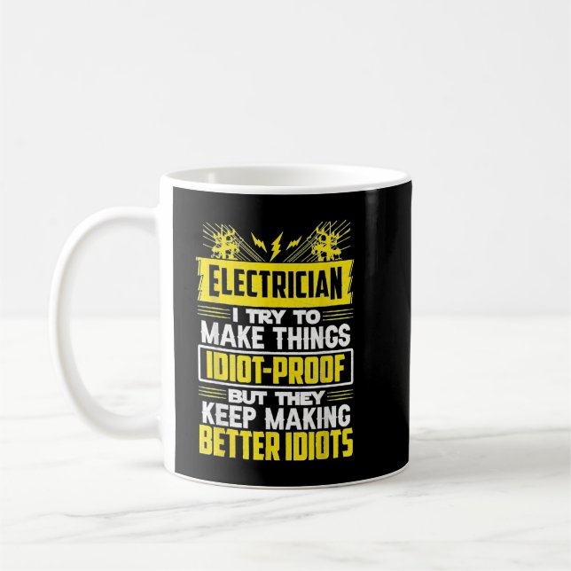 Mug Drôle Electricien Art Hommes Papa Lineman Electron (Gauche)