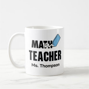 Mug Drôle enseignant mathématiques effaceur bleu