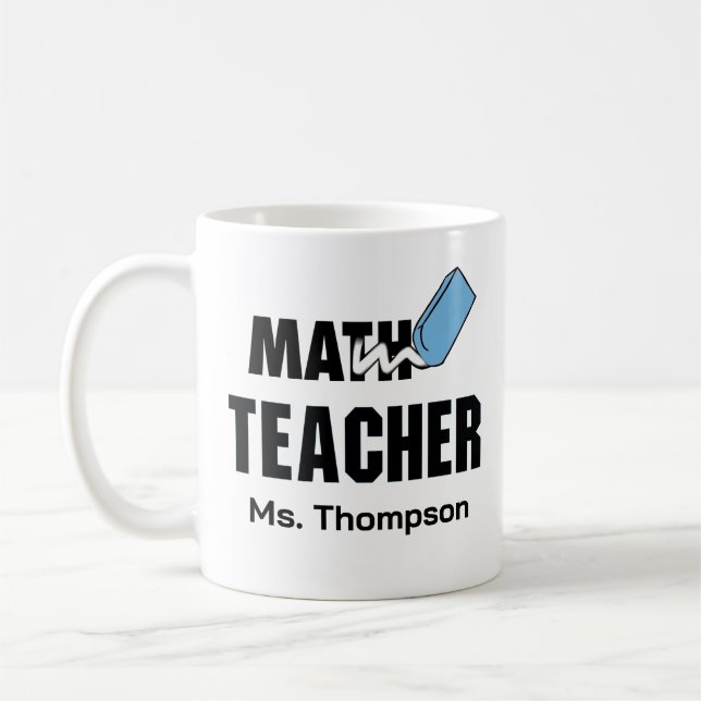 Mug Drôle enseignant mathématiques effaceur bleu (Gauche)
