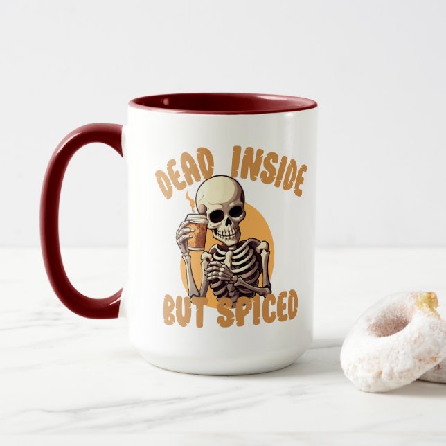 Mug Drôle épice Citrouille, Mort à l'intérieur mais ép (Avec donut)