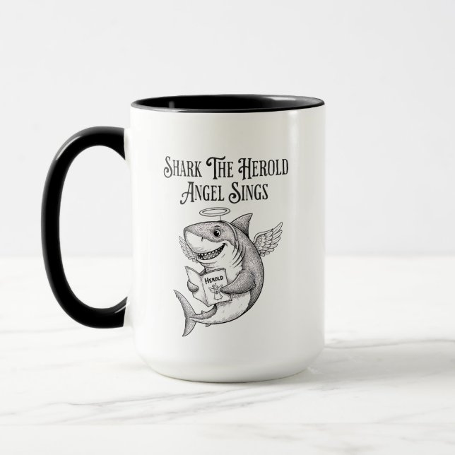 Mug Drôle Excentrique Requin Le Harold Ange Chante Noë (Gauche)