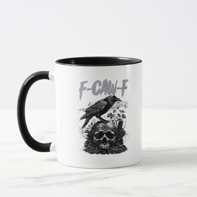 Mug Drôle F-Caw-F Corbeau Drôle Halloween Rétro Classi (Gauche)