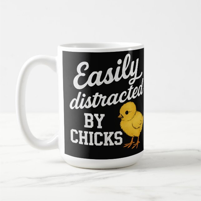 Mug Drôle "Facilement Distrait Par Les Poules" Humo Sa (Gauche)