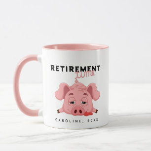 Mug Drôle Fatigué Piglet Temps de retraite Rose