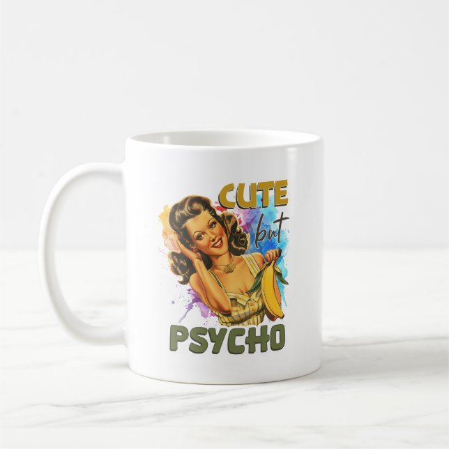 Mug Drôle femme rétro ajouter monogramme (Gauche)