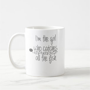 Mug drôle fille de pêche attrape les citations de pois