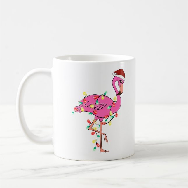 Mug Drôle Flamant rose de Noël mignon (Gauche)