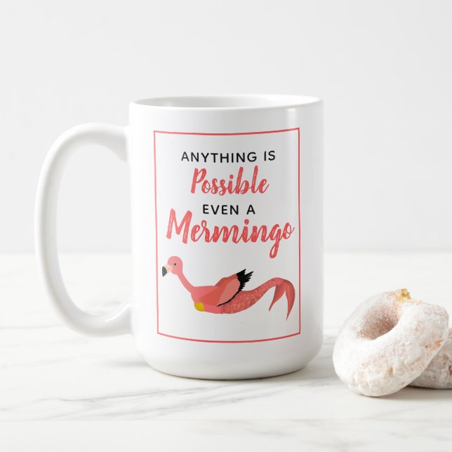 Mug Drôle Flamant rose de sirène rose Inspirational (Avec donut)