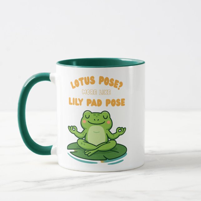 Mug Drôle Frog Yoga Cartoon Lotus Lily Poche Conceptio (Gauche)