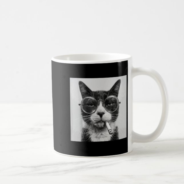 Mug Drôle Graphisme Chat Fumer Adulte Amusant _1 (Droite)