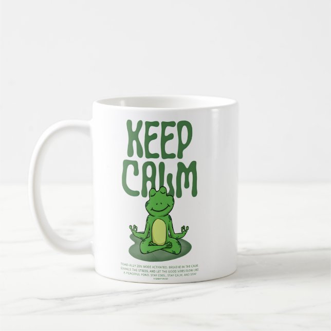 Mug Drôle Grenouille Zen Garde Calme (Gauche)