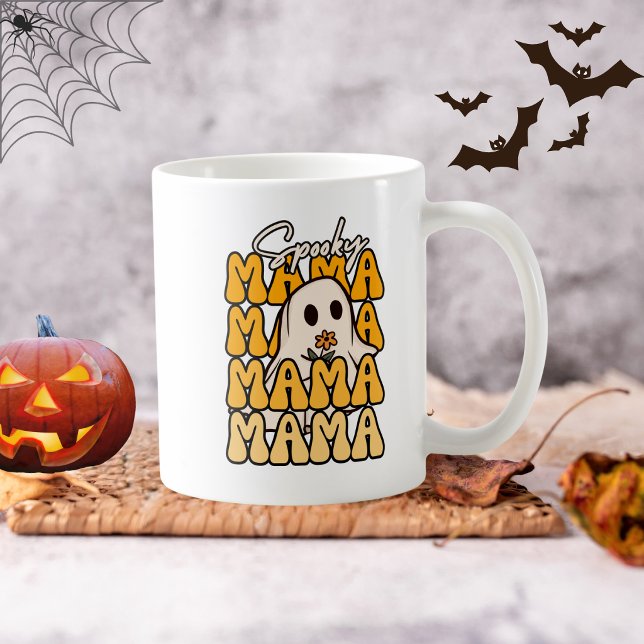 Mug Drôle Groovy Halloween Maman Fantôme Fleur Hallowe (Créateur téléchargé)