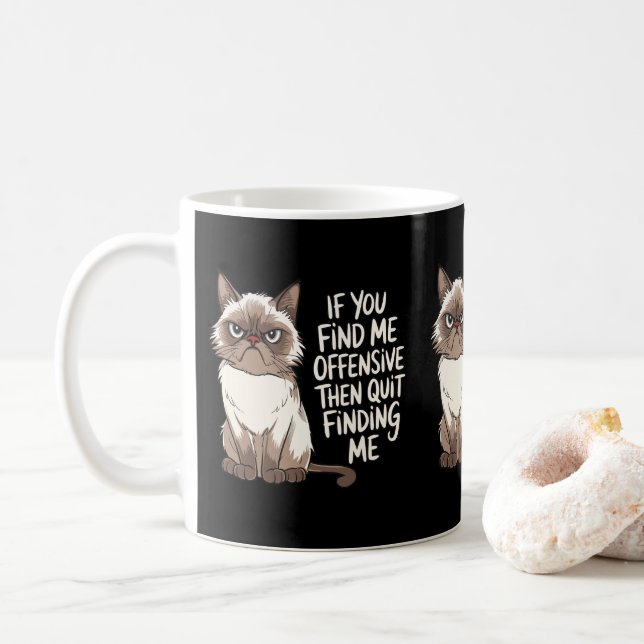 Mug Drôle Grumpy en colère pour les Chats Propriétaire (Avec donut)