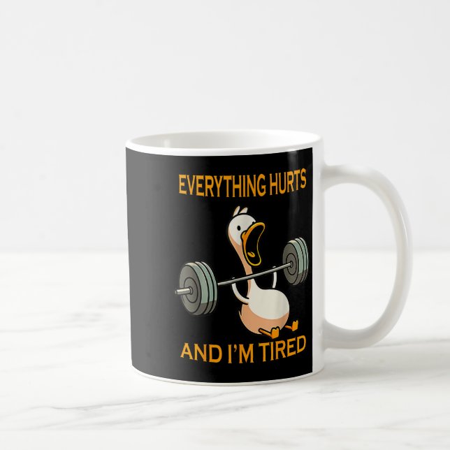 Mug Drôle Gym Duck Citer Tout Mal Et Je Suis Fatigué (Droite)