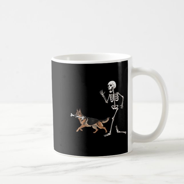 Mug Drôle Halloween berger allemand et squelette (Droite)