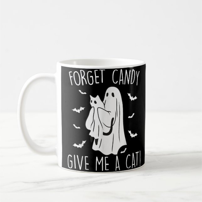 Mug Drôle Halloween Cat Ghost Oublier Candy Donner Moi (Gauche)