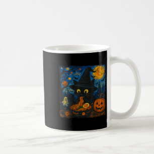 Mug Drôle Halloween Chat Noir Manger Ramen Starry Nigh