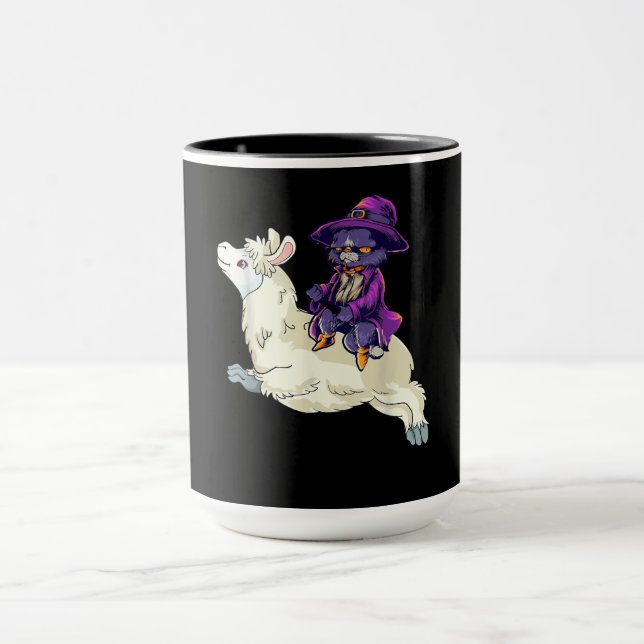 Mug Drôle Halloween Chat Witch Llama Costume Cadeau (Centre)