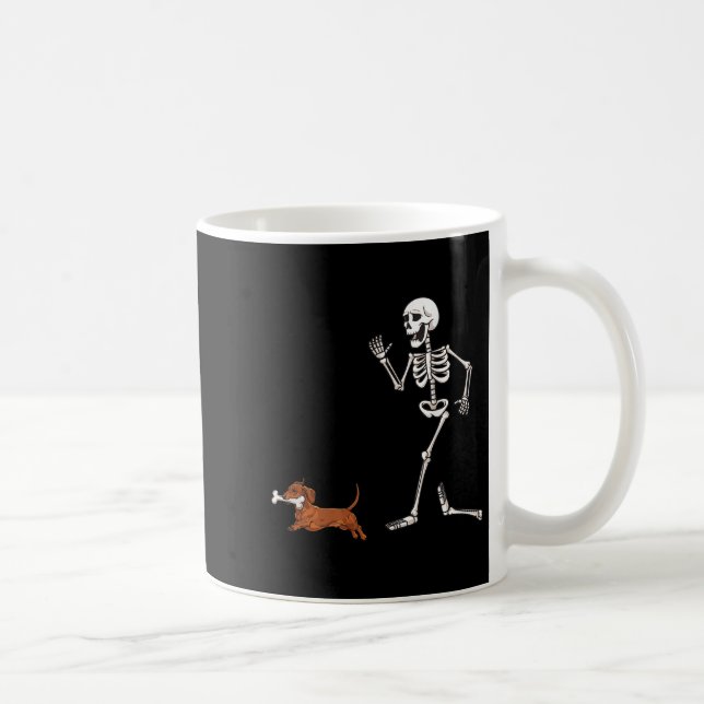 Mug Drôle Halloween Dachshund Et Skeleton (Droite)