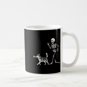 Mug Drôle Halloween Husky Sibérien Et Squelette