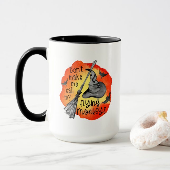 Mug Drôle Halloween SINGES VOLANT Dire (Avec donut)