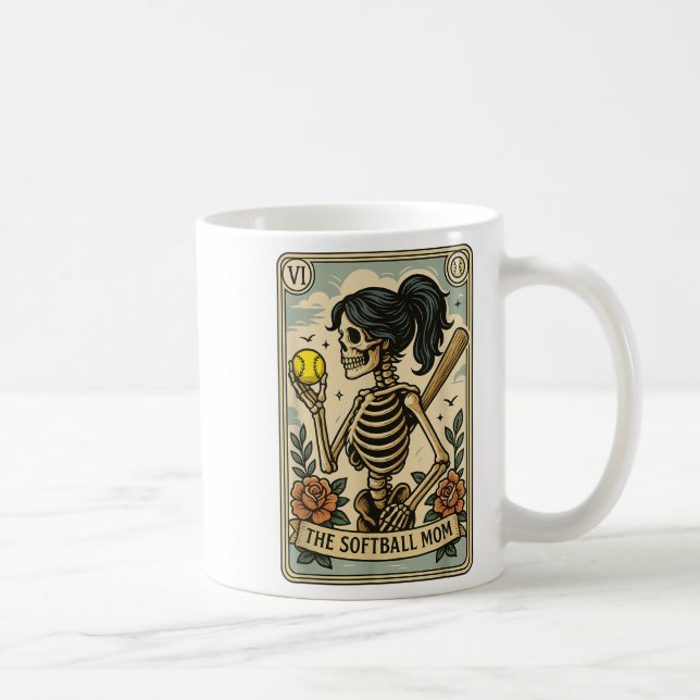 Mug Drôle Halloween softball maman maman Skeleton Taro (Droite)