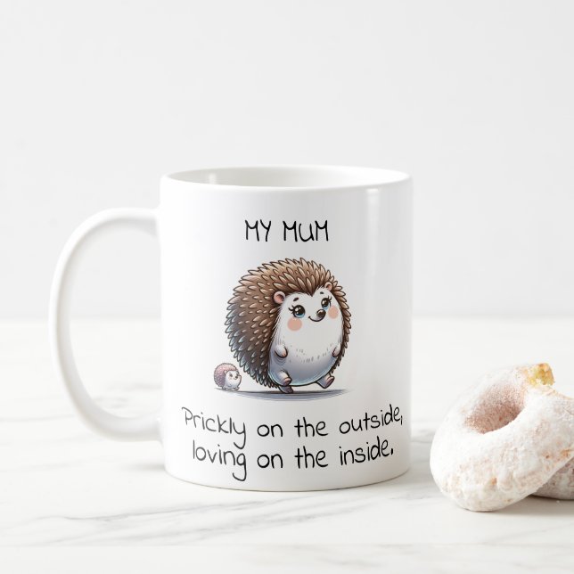 Mug Drôle Hedgehog Pun Mère's Day Cadeau (Avec donut)