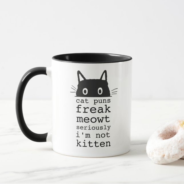 Mug Drôle Humoristique Chat Puns Freak Meowt (Avec donut)