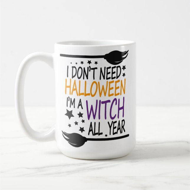 Mug Drôle Humour Halloween sorcier Broomstick (Gauche)