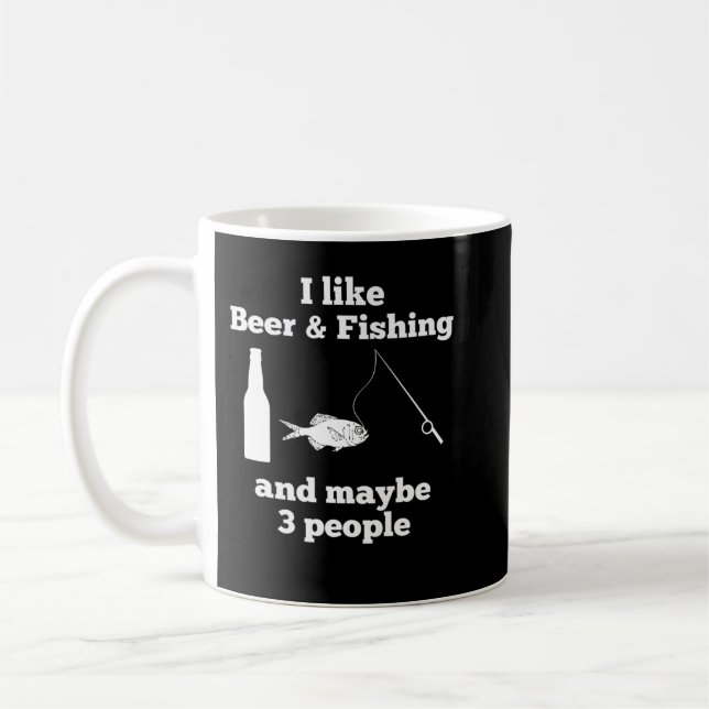 Mug Drôle J'aime la bière et la pêche et comme 3 perso (Gauche)