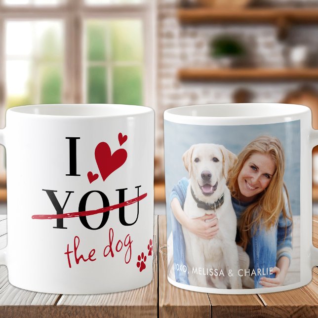 Mug Drôle J'Aime Le Chien Valentines Personnalisé Phot (Créateur téléchargé)