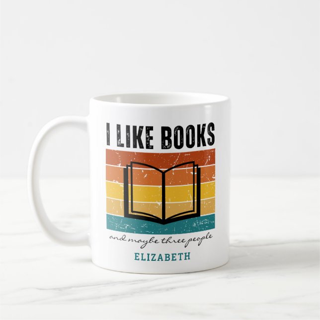 Mug Drôle J'aime les livres et peut-être trois personn (Gauche)