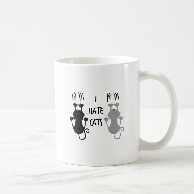 Mug Drôle "Je déteste les chats" (Droite)