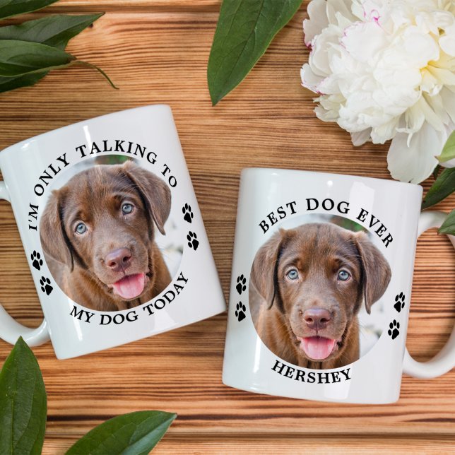 Mug Drôle Je ne parle qu'à mon chien Photo personnalis (Créateur téléchargé)
