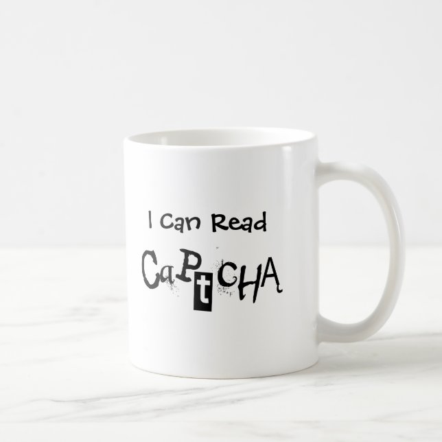 Mug Drôle je peux lire Captcha en noir et blanc (Droite)