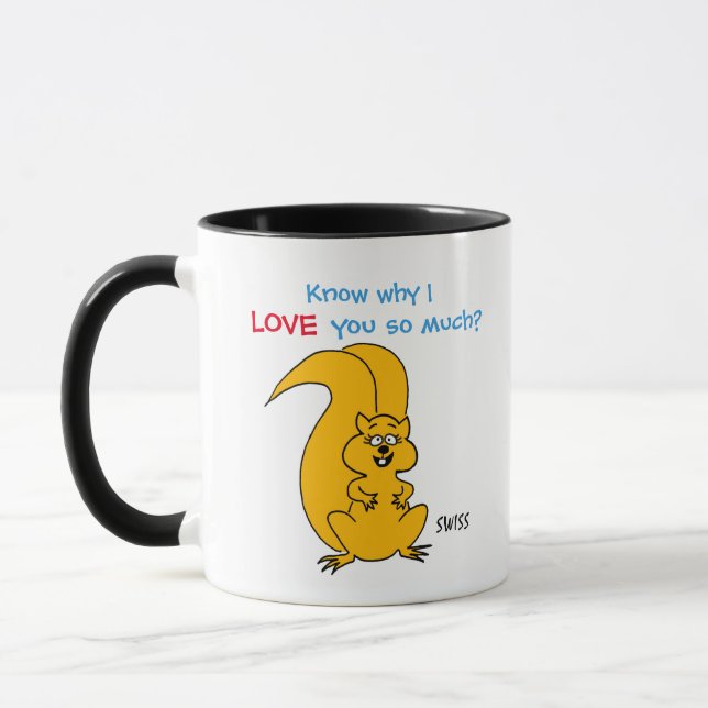 Mug Drôle Je T'Aime Mignonne Écureuil Cartoon (Gauche)