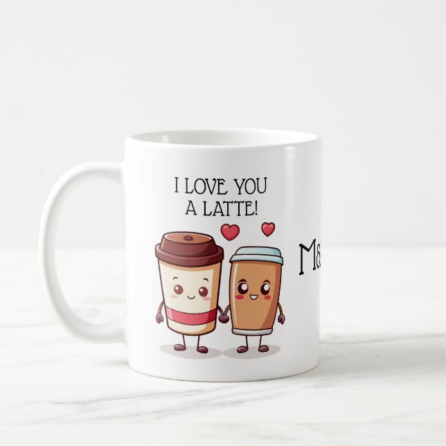 Mug Drôle Je T'Aime Un Latte (Gauche)