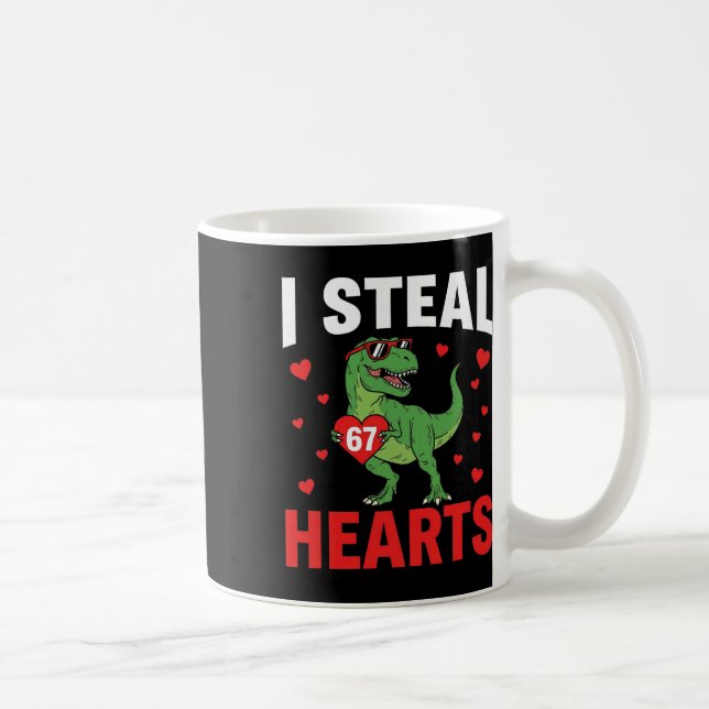 Mug Drôle Je vole des cœurs 67 Saint-Valentin Dinosaur (Droite)