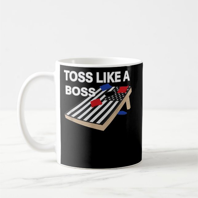 Mug Drôle Jeu comme Boss Cornhole Concours US Drapeau (Gauche)
